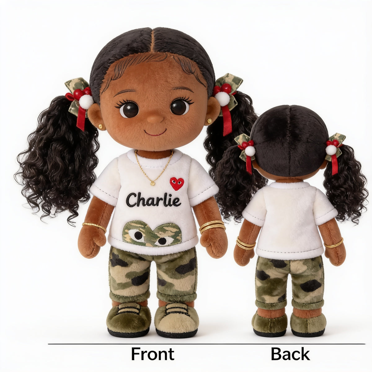 Personalized Black Little Girl Plush Keychain Custom Gift for Daughter Granddaughter Niece