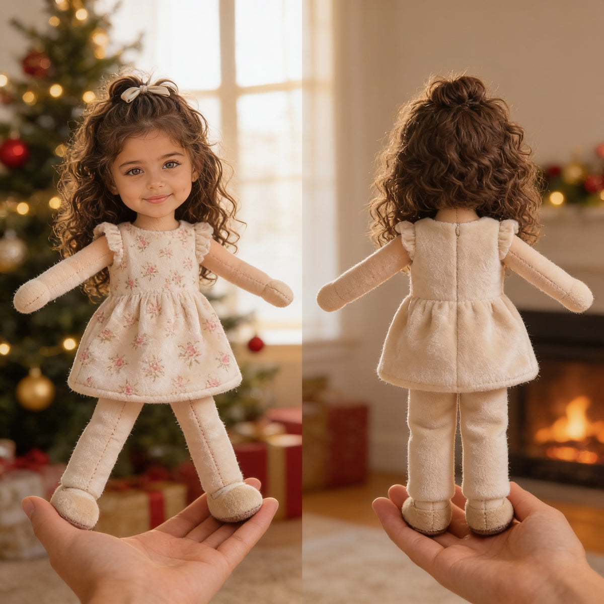Custom Photo Latina Little Girl Posable Plush Doll, Gift for Daughter Granddaughter Niece