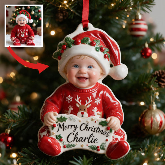 Personalized Christmas Baby Boy 3D Resin Ornament Holiday Keepsake