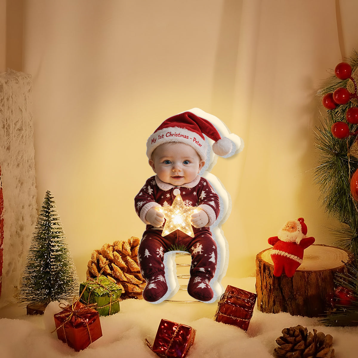 Personalized Christmas Latina Little Girl LED Tree Topper, Gift for Daughter Granddaughter Niece