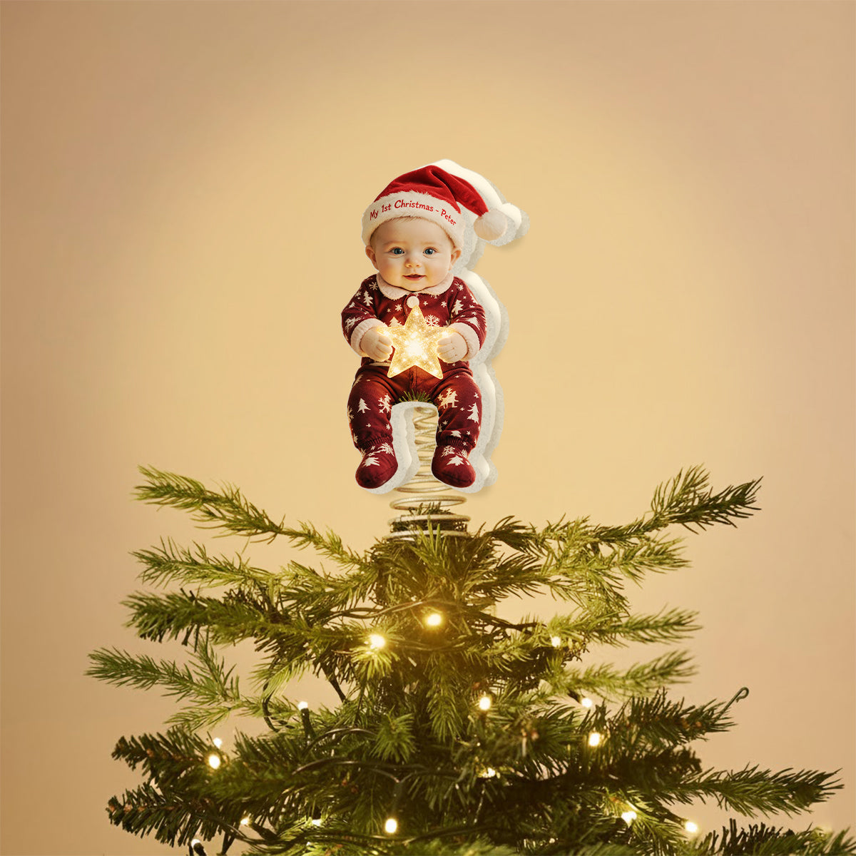 Personalized Christmas Black Christmas Baby Girl Gingerbread Costume LED Tree Topper
