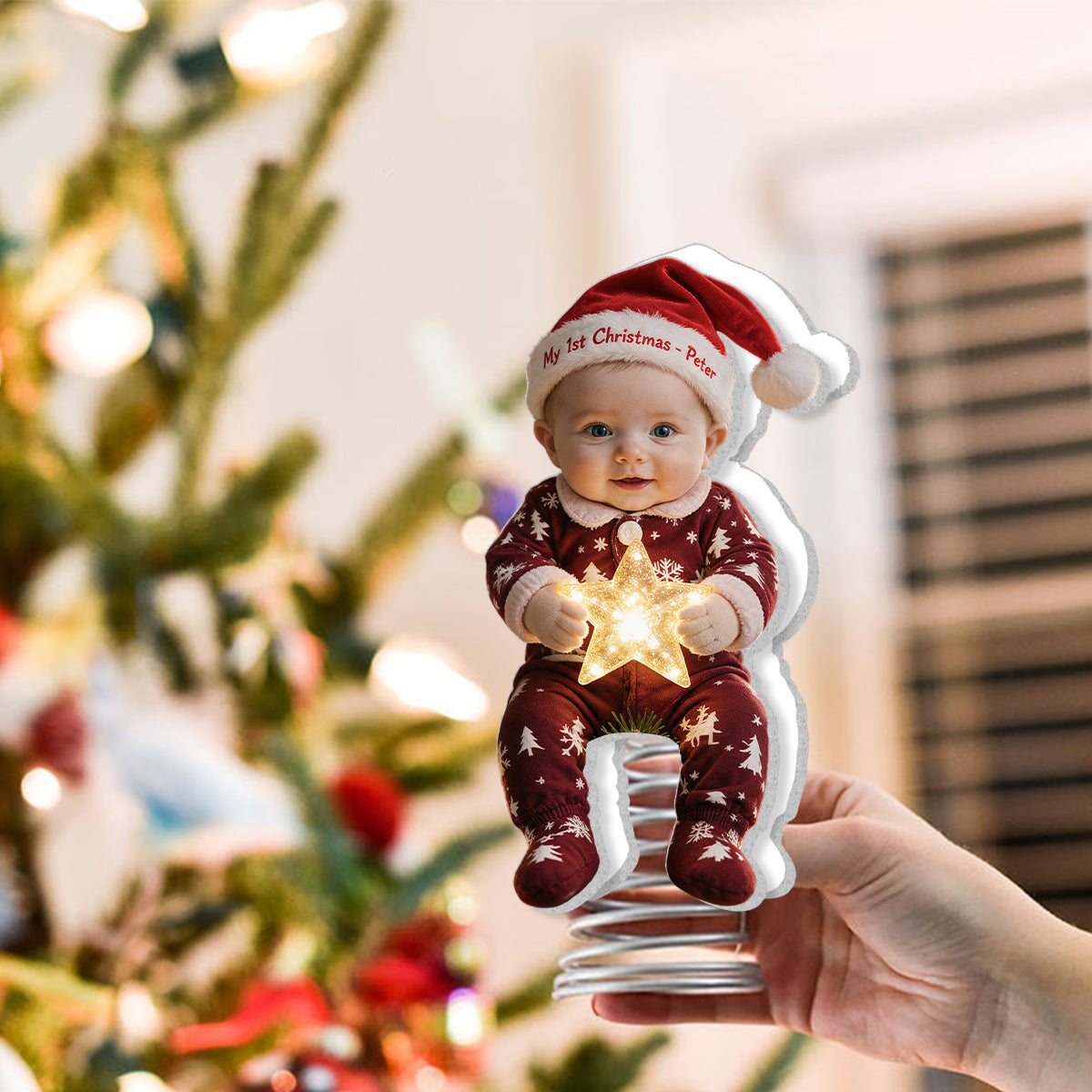Personalized Christmas Black Christmas Baby Girl Gingerbread Costume LED Tree Topper
