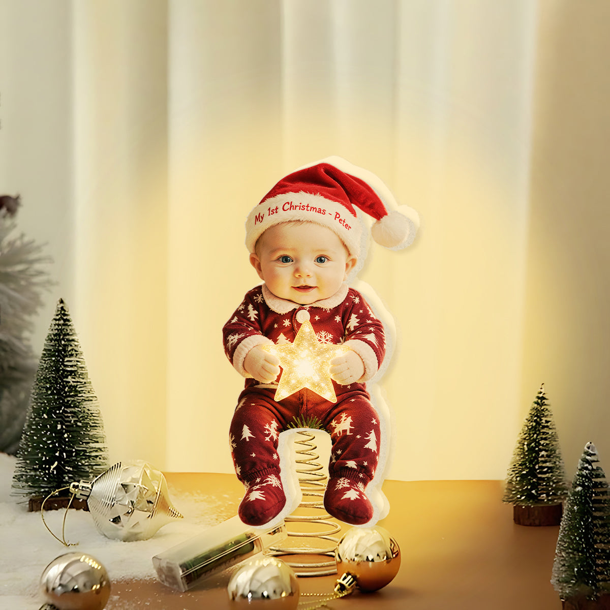 Personalized Christmas Black Christmas Baby Girl Gingerbread Costume LED Tree Topper