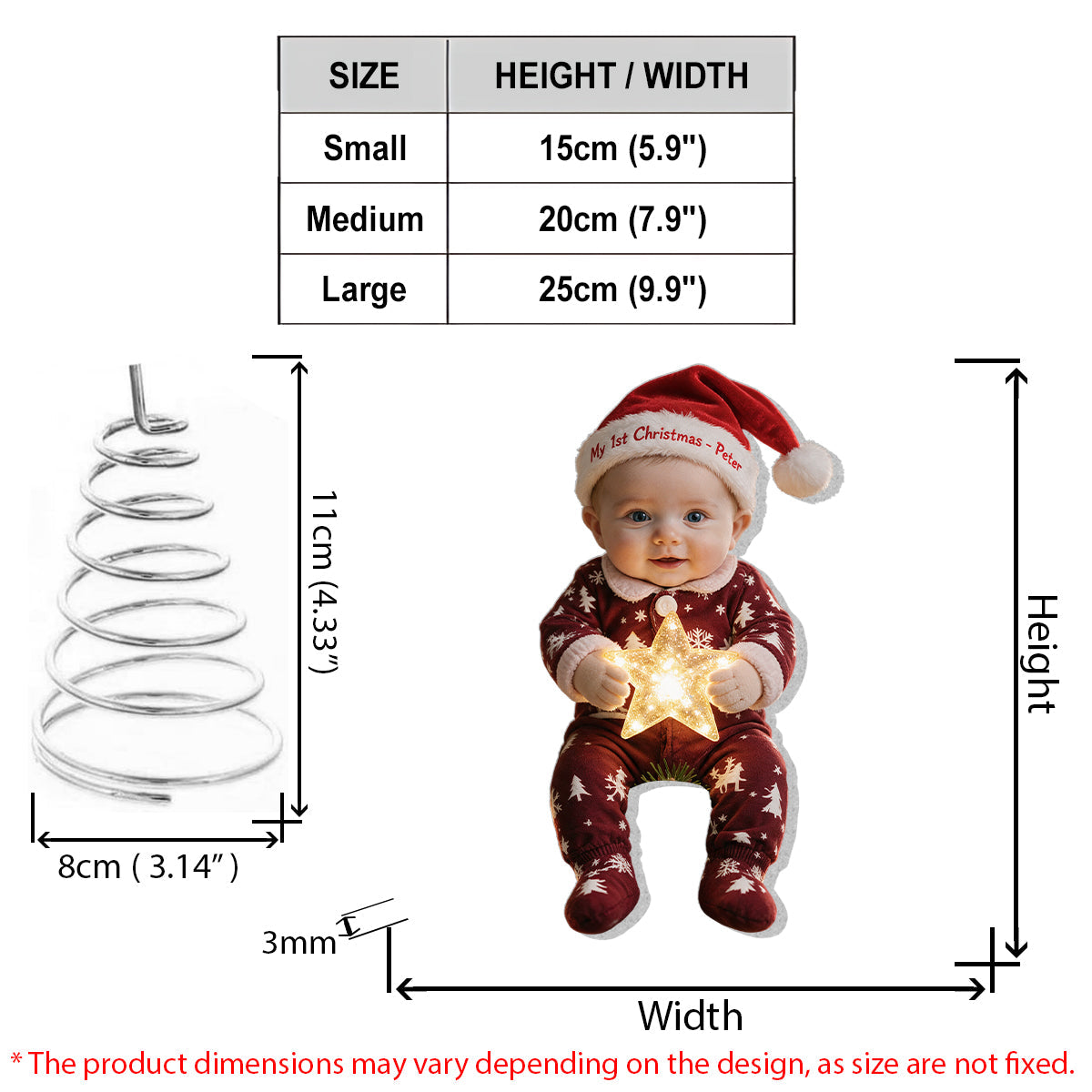 Personalized Christmas Black Little Girl LED Light Tree Topper for Daughter Granddaughter Niece