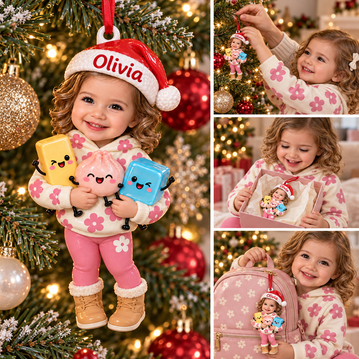 Personalized Christmas Black Christmas Baby Girl 3D Ornament Kids Gift