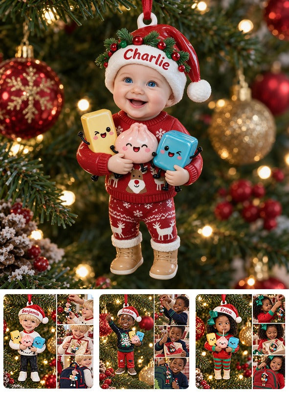 Ornement de Noël 3D Personnalisé pour Bébé Garçon
