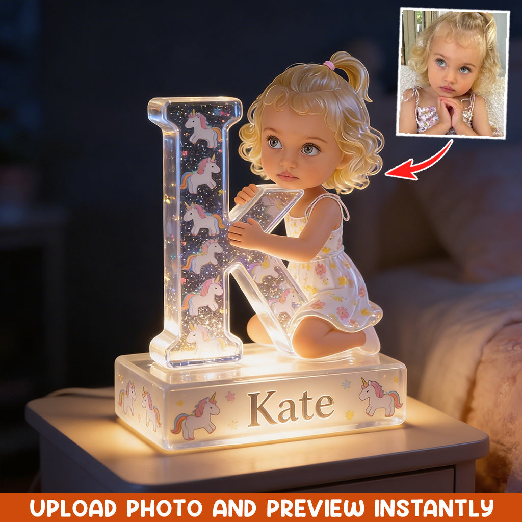 Personalized Black Little Boy Acrylic LED Night Light Kids Bedroom Decor Gift