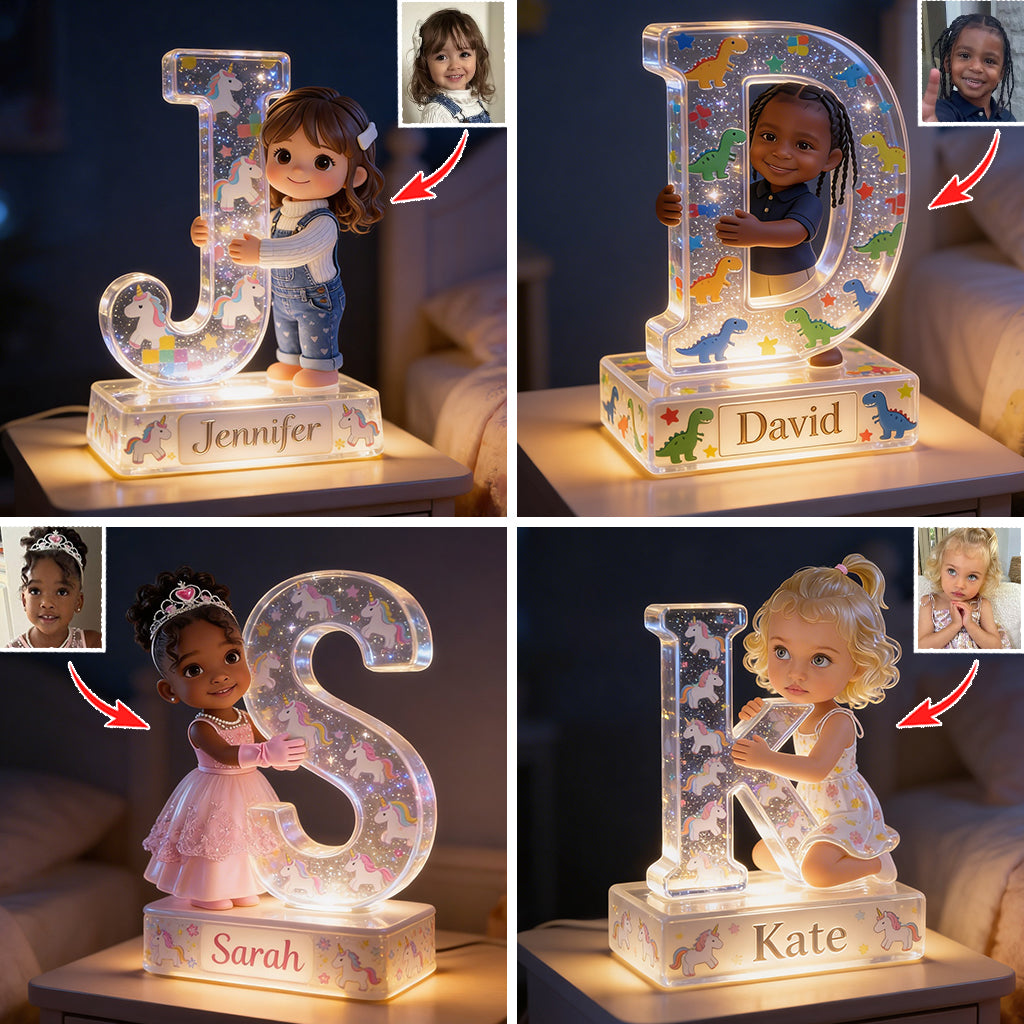 Personalized Little Boy Acrylic LED Night Light Kids Bedroom Gift