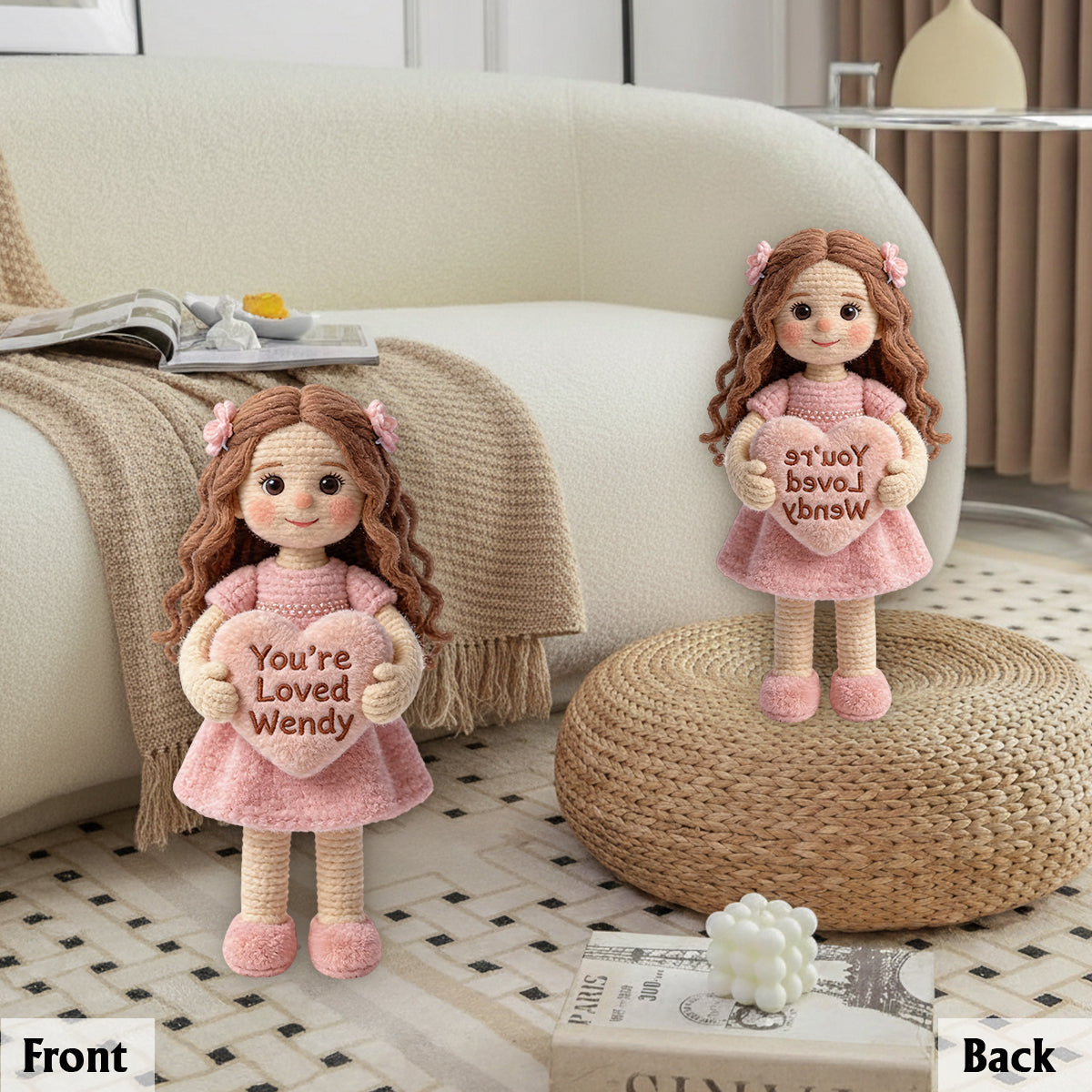Personalized Black Little Girl Premium Faux Fur Pillow, Gift for Daughter Granddaughter Niece
