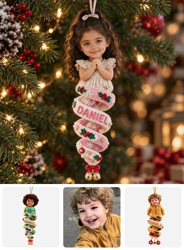 Custom Photo Christmas Latina Little Girl Plush Ornament, Gift for Daughter Granddaughter Niece
