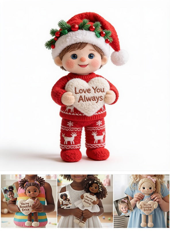 Personalized Christmas Baby Boy Faux Fur Pillow, Cute Holiday Gift For Kids