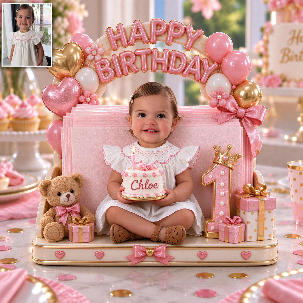 Personalized Birthday Latina Little Girl Napkin Holder Party Decor