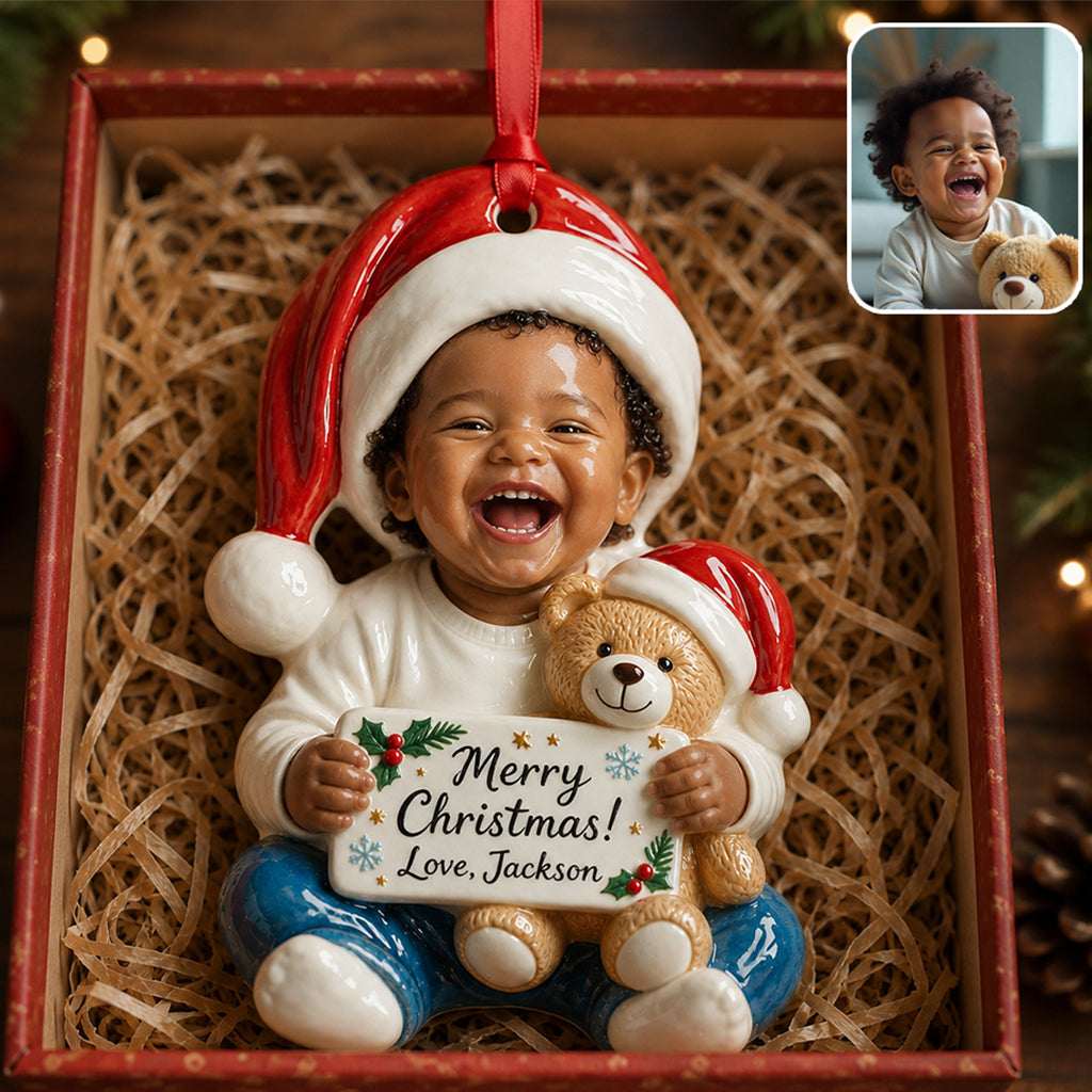 Personalized Christmas Baby Boy 3D Resin Ornament Holiday Keepsake