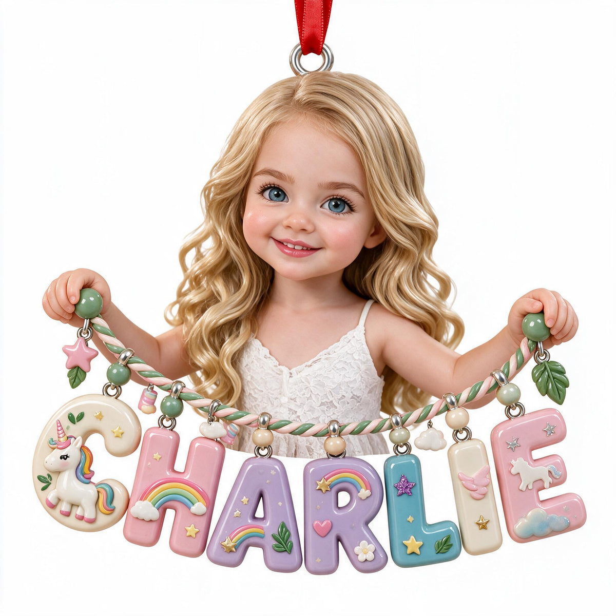 Personalized Little Girl Name Ornament, Custom Keepsake Gift for Daughter Granddaughter Niece