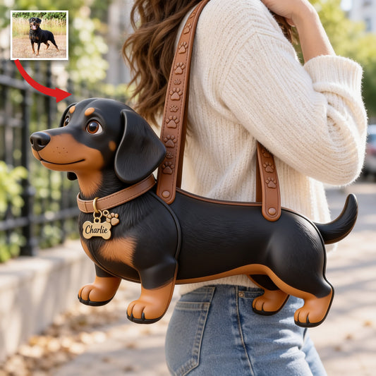 Personalized Adult Black and Tan Rottweiler Custom Shape Tote Bag Pet Owner Gift