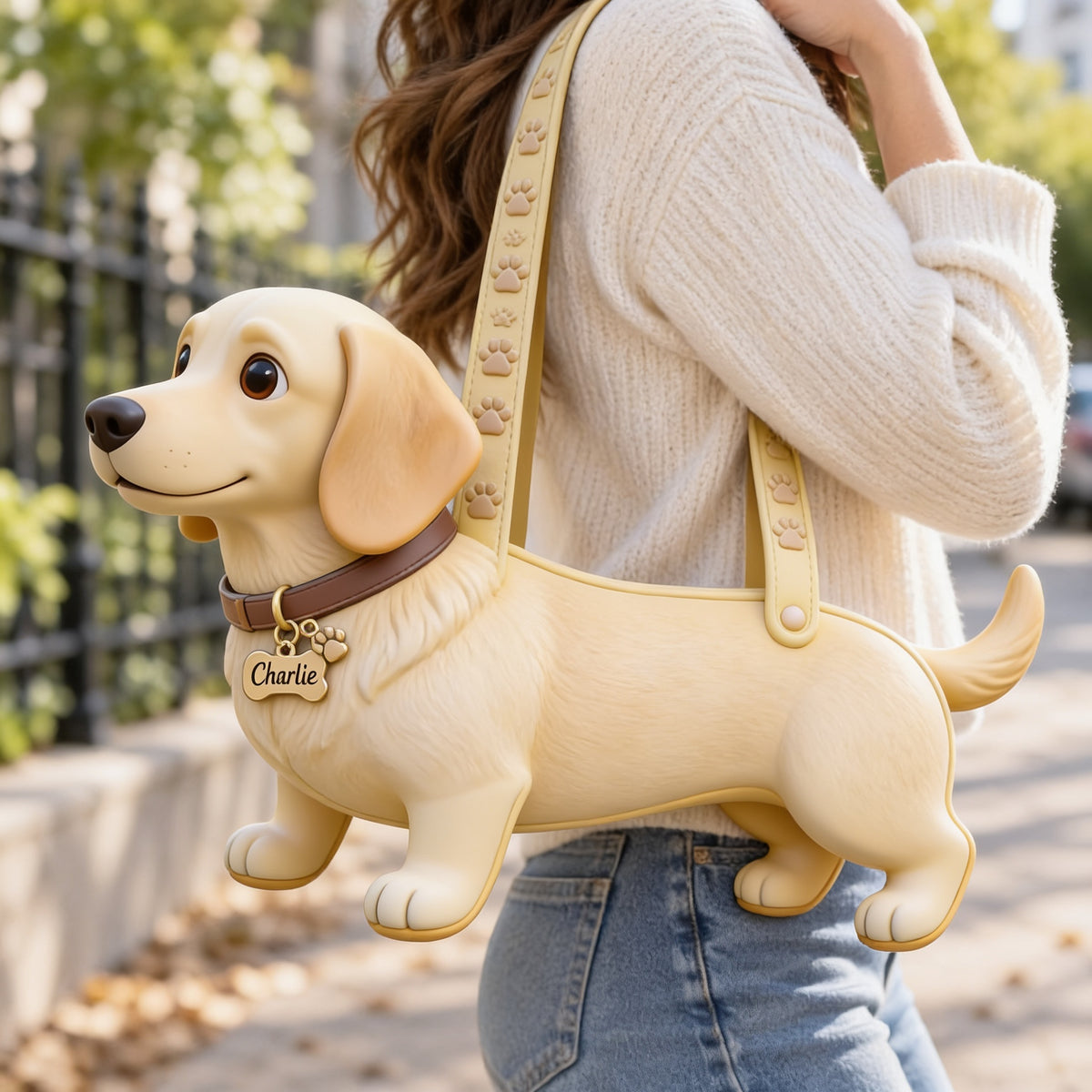 Personalized Pale Cream Yellow Labrador Retriever Custom Shape Tote Bag Dog Lover Gift