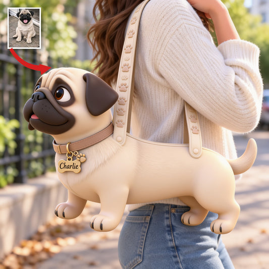 Personalized Fawn Pug Puppy Custom Shape Tote Bag Dog Lover Gift