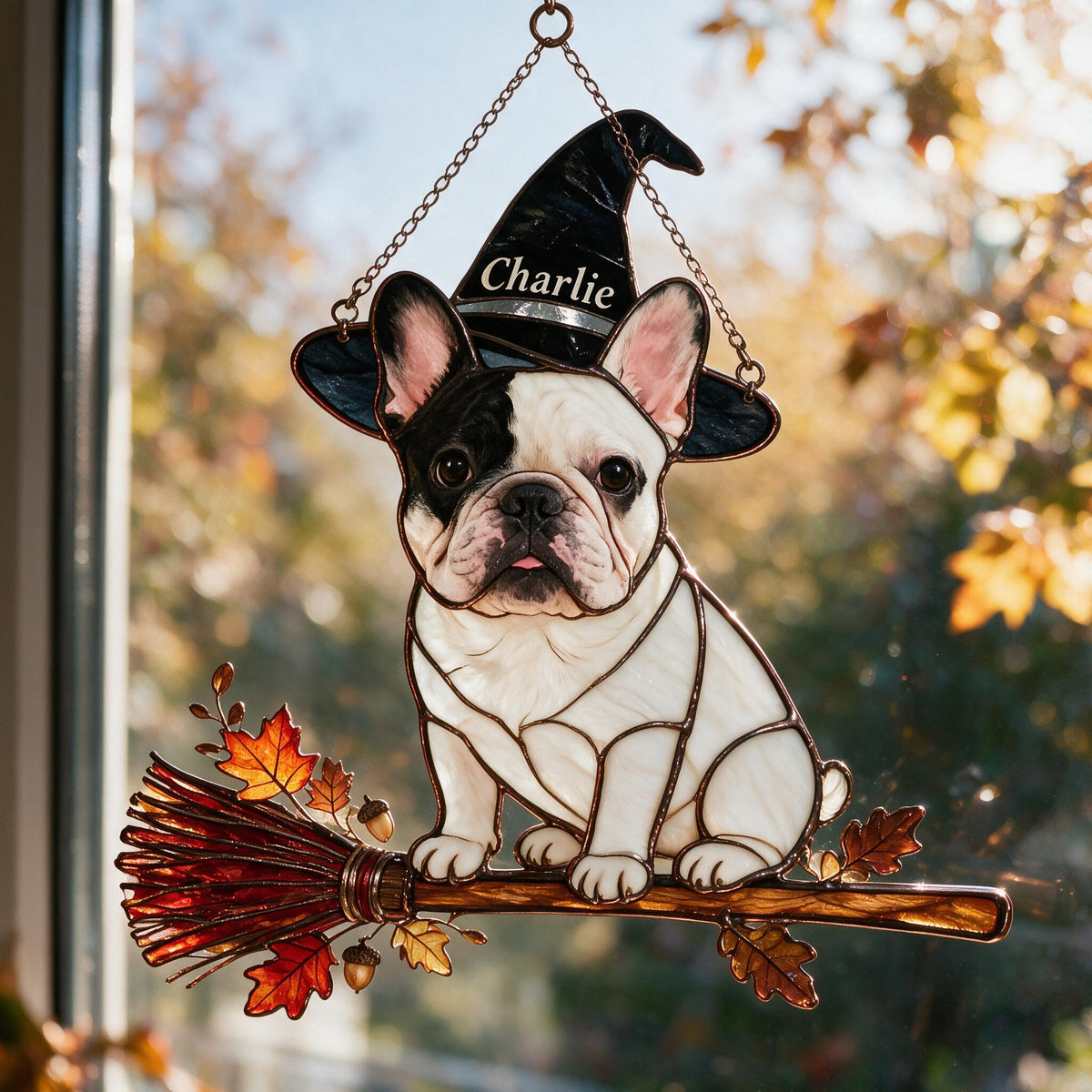 Attrape-Soleil 3D Personnalisé Bouledogue Français Noir et Blanc pour Halloween