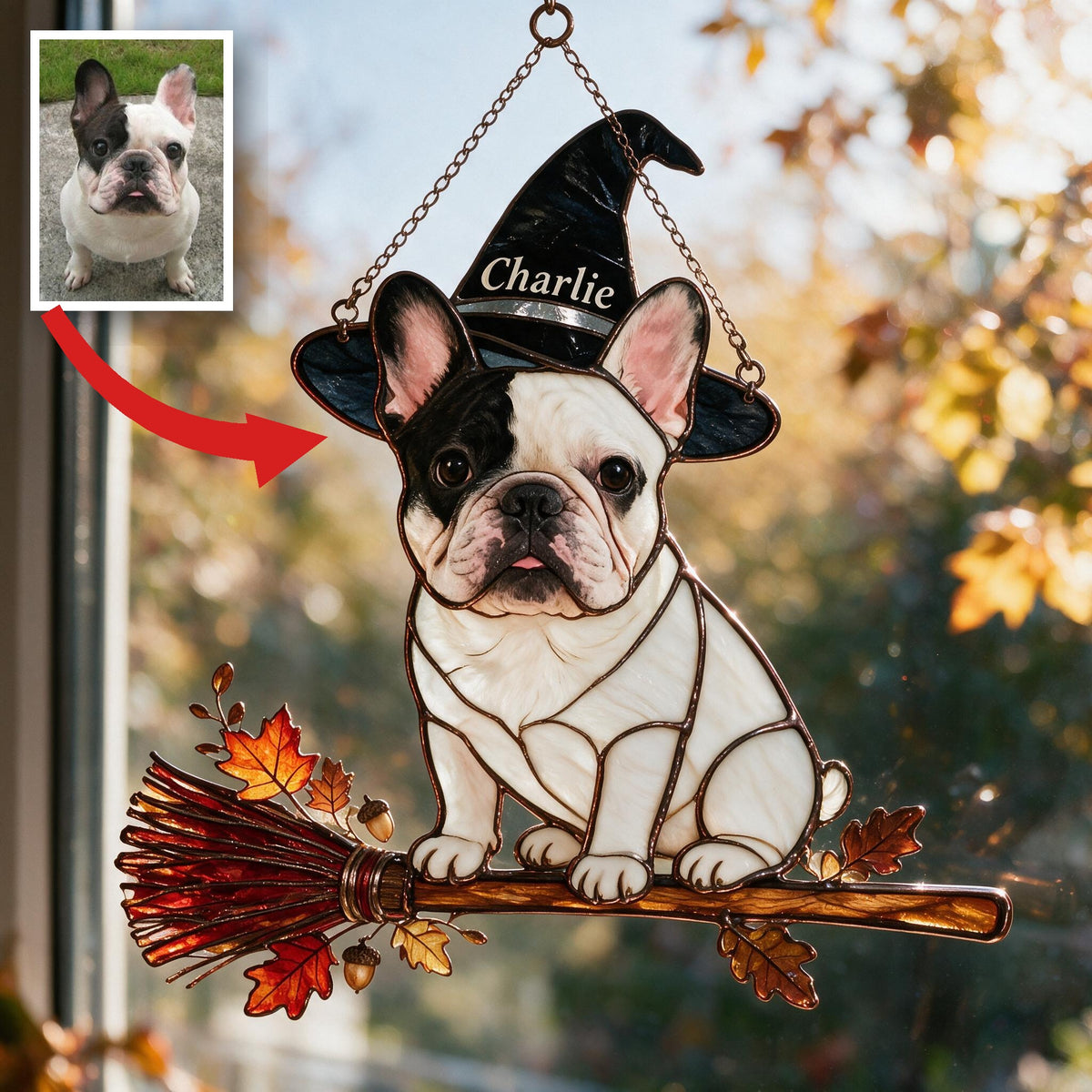 Attrape-Soleil 3D Personnalisé Bouledogue Français Noir et Blanc pour Halloween