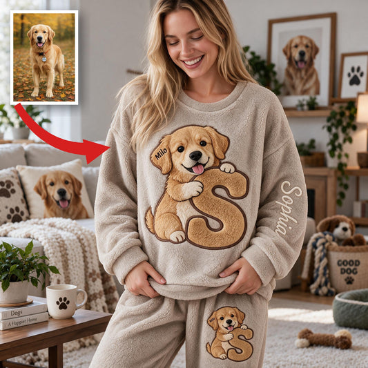 Personalized Golden Retriever Fleece Lounge Set Cozy Loungewear for Dog Lovers