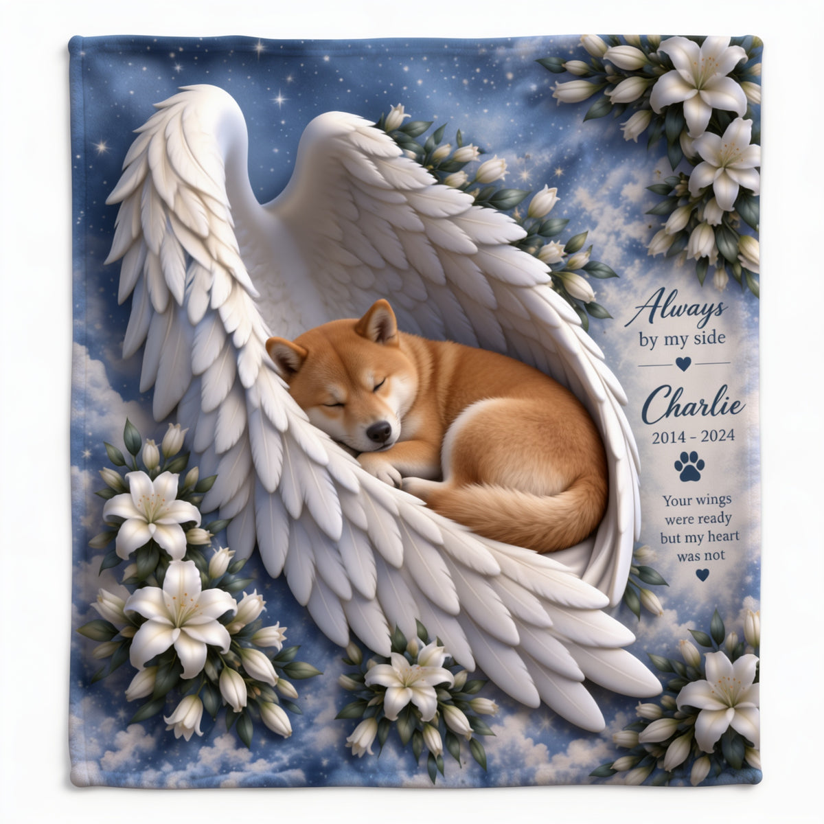 Personalized Adult Tan & White Shiba Inu Memorial Wearable Blanket