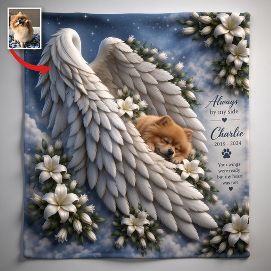 Personalized Fluffy Golden Pomeranian Memorial Wearable Blanket Pet Keepsake Gift