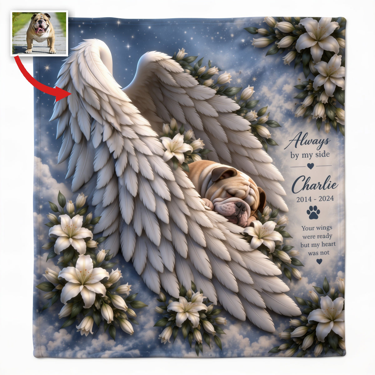 Personalized Bulldog Memorial Wearable Blanket Pet Loss Keepsake