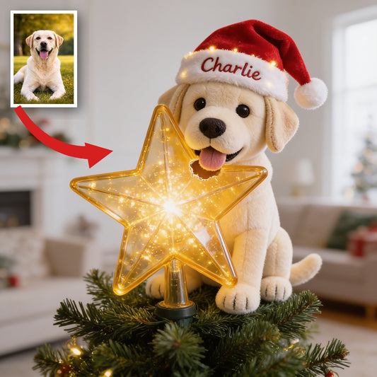 Personalized Christmas Adult Yellow Labrador Retriever LED Light Tree Topper Dog Lover Gift