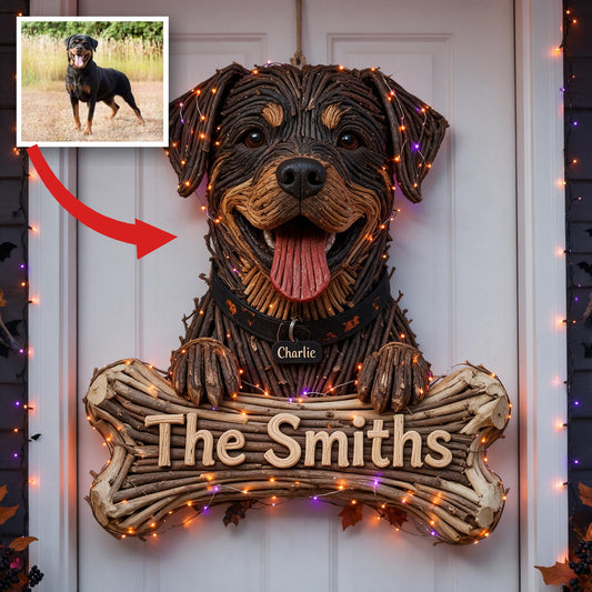 Personalized Halloween Black and Tan Adult Rottweiler LED Light Acrylic Sign