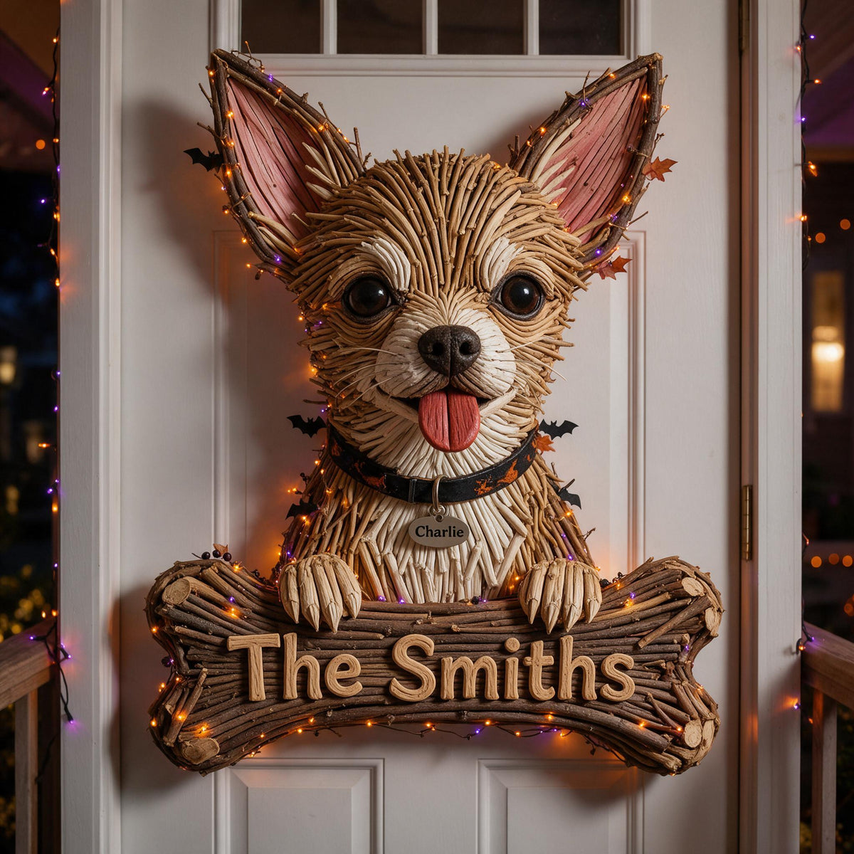 Personalized Halloween Fawn White Chihuahua Puppy LED Light Acrylic Sign