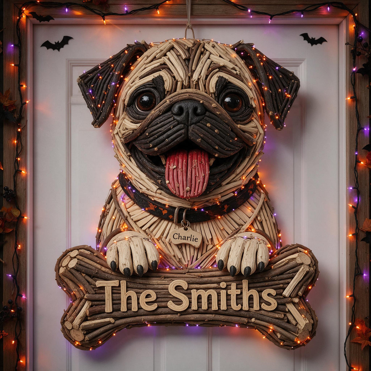Personalized Halloween Fawn Pug LED Light Acrylic Sign