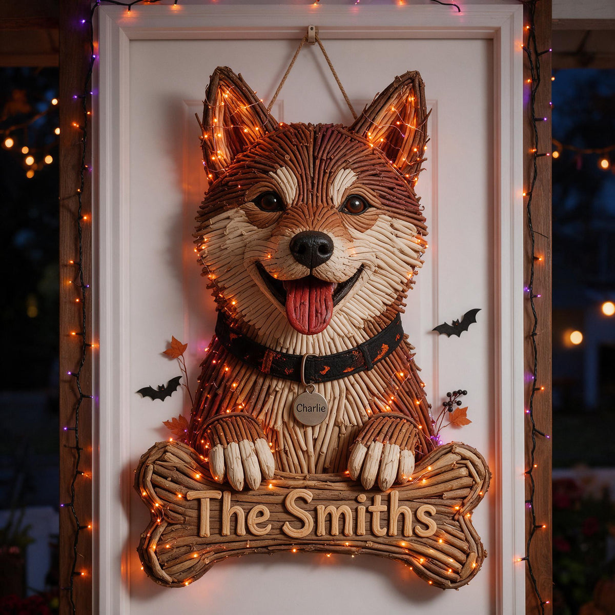 Panneau en Acrylique LED Personnalisé Halloween Shiba Inu Tan & Blanc