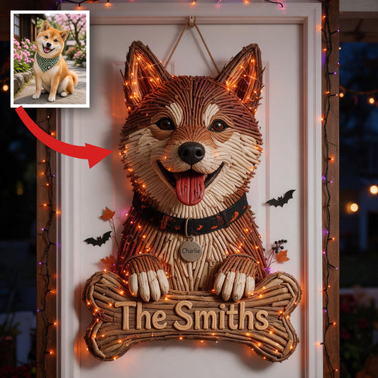 Personalized Halloween Tan & White Adult Shiba Inu LED Light Acrylic Sign Dog Lover Gift