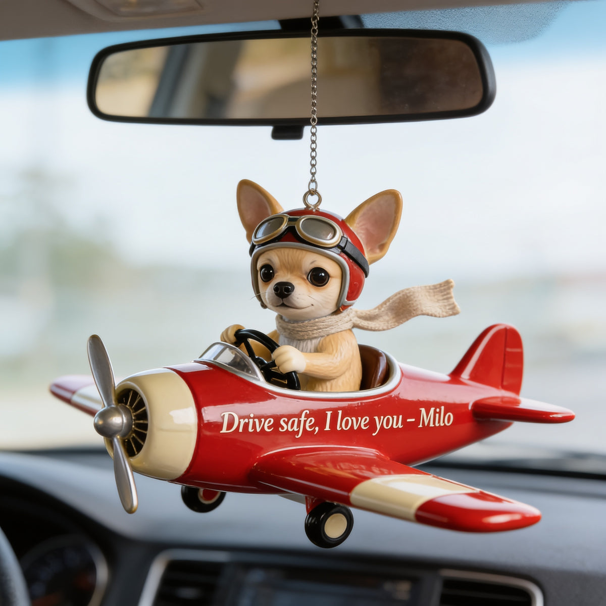 Custom Photo Fawn White Chihuahua Puppy Car Ornament Pet Lover Gift