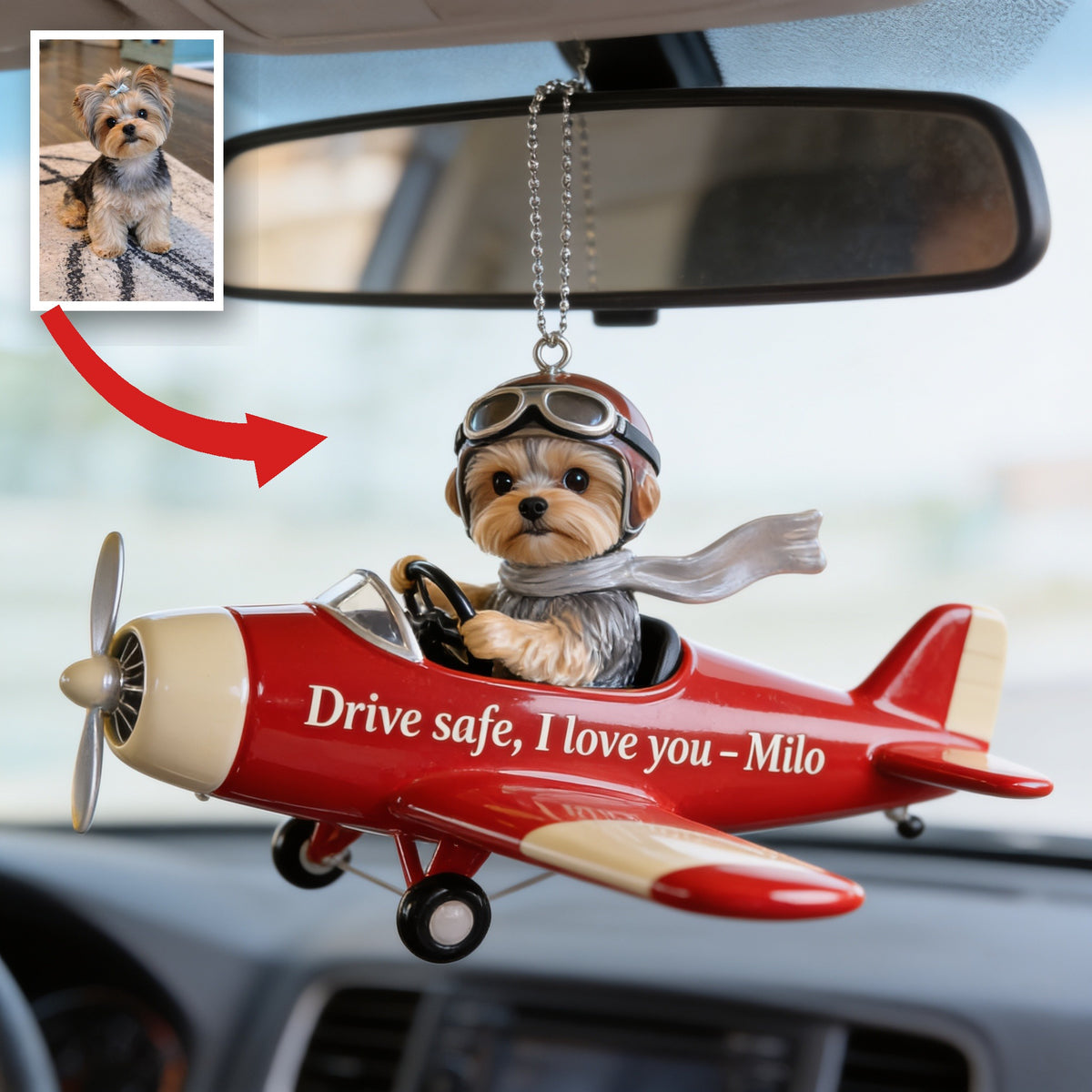 Custom Photo Yorkshire Terrier Car Ornament, Dog Lover Gift