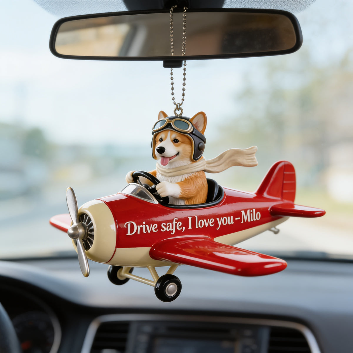 Custom Photo Tan and White Pembroke Welsh Corgi Car Ornament Pet Lover Gift