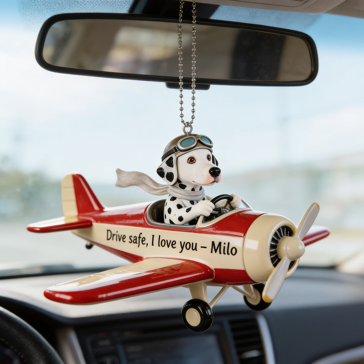 Custom Photo Black and White Spotted Dalmatian Car Ornament Dog Lover Gift