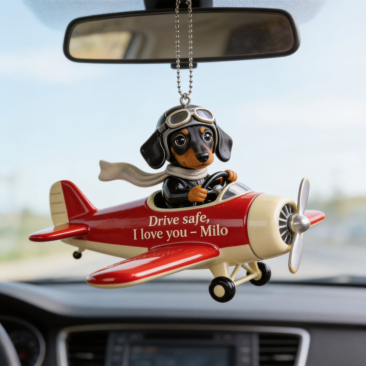 Custom Photo Dachshund Puppy Car Ornament, Dog Lover Car Hanging Decor Gift
