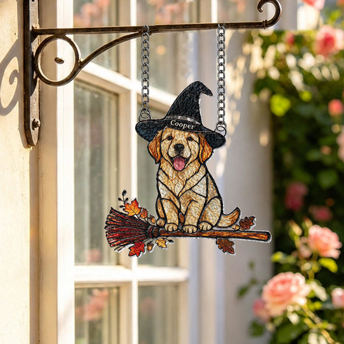 Personalized Halloween Siberian Husky 3D Printed Glass Suncatcher