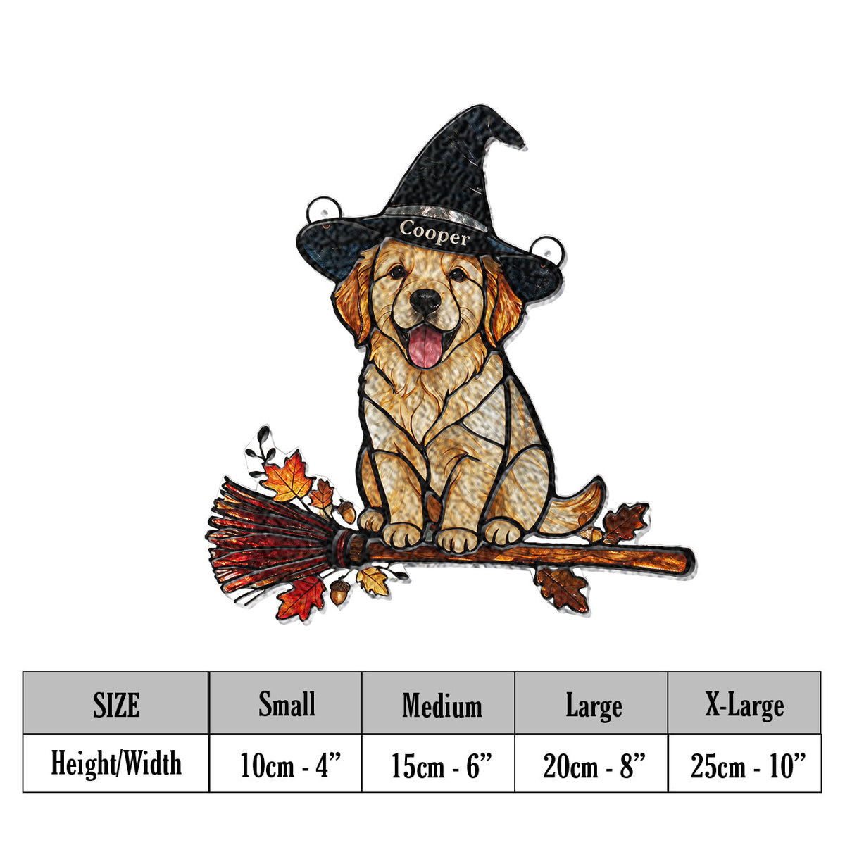 Personalized Halloween Black and Tan Dachshund Puppy 3D Printed Glass Suncatcher