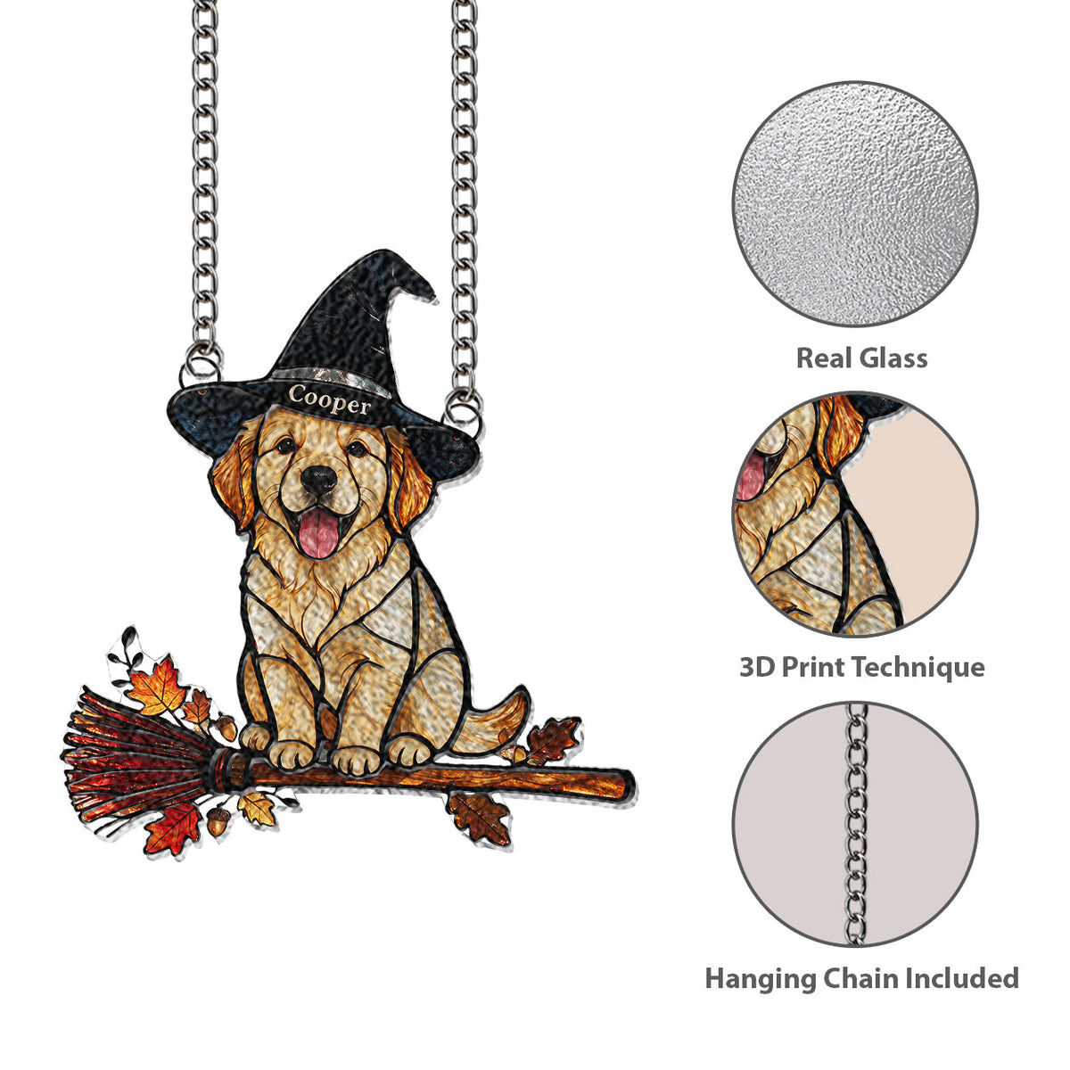 Personalized Halloween Yellow Labrador Retriever 3D Glass Suncatcher