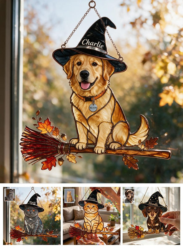 Personalized Halloween Adult Golden Retriever 3D Printed Glass Suncatcher