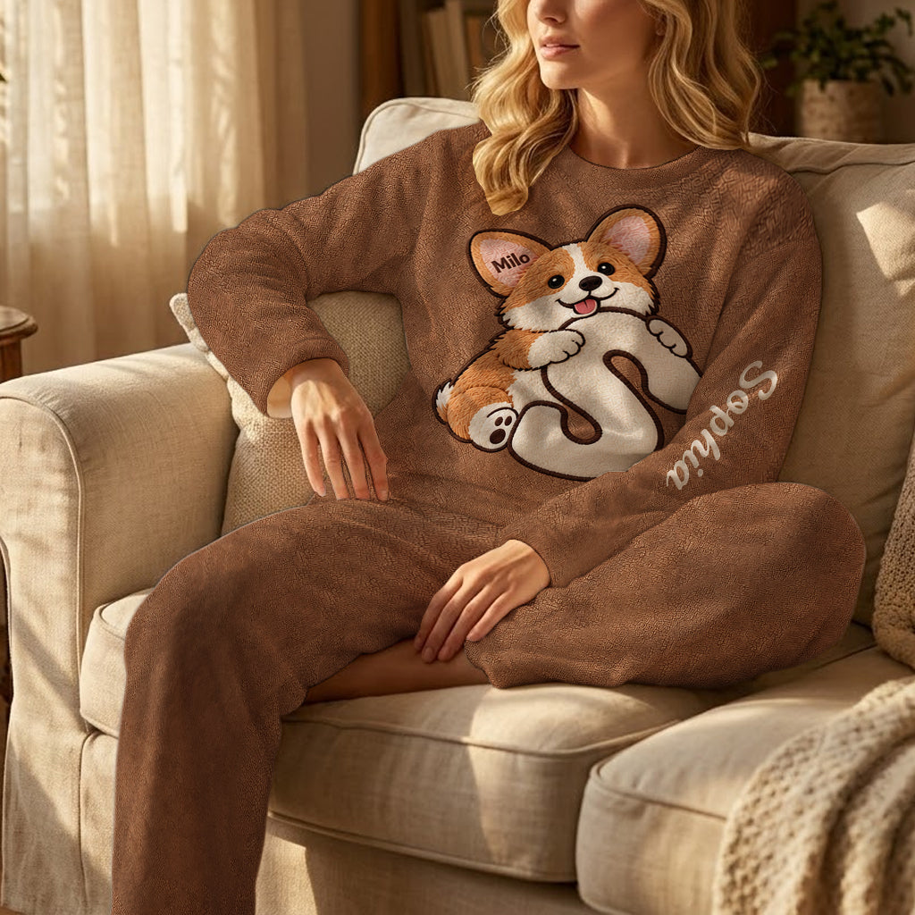 Personalized Golden Retriever Fleece Lounge Set Cozy Loungewear for Dog Lovers
