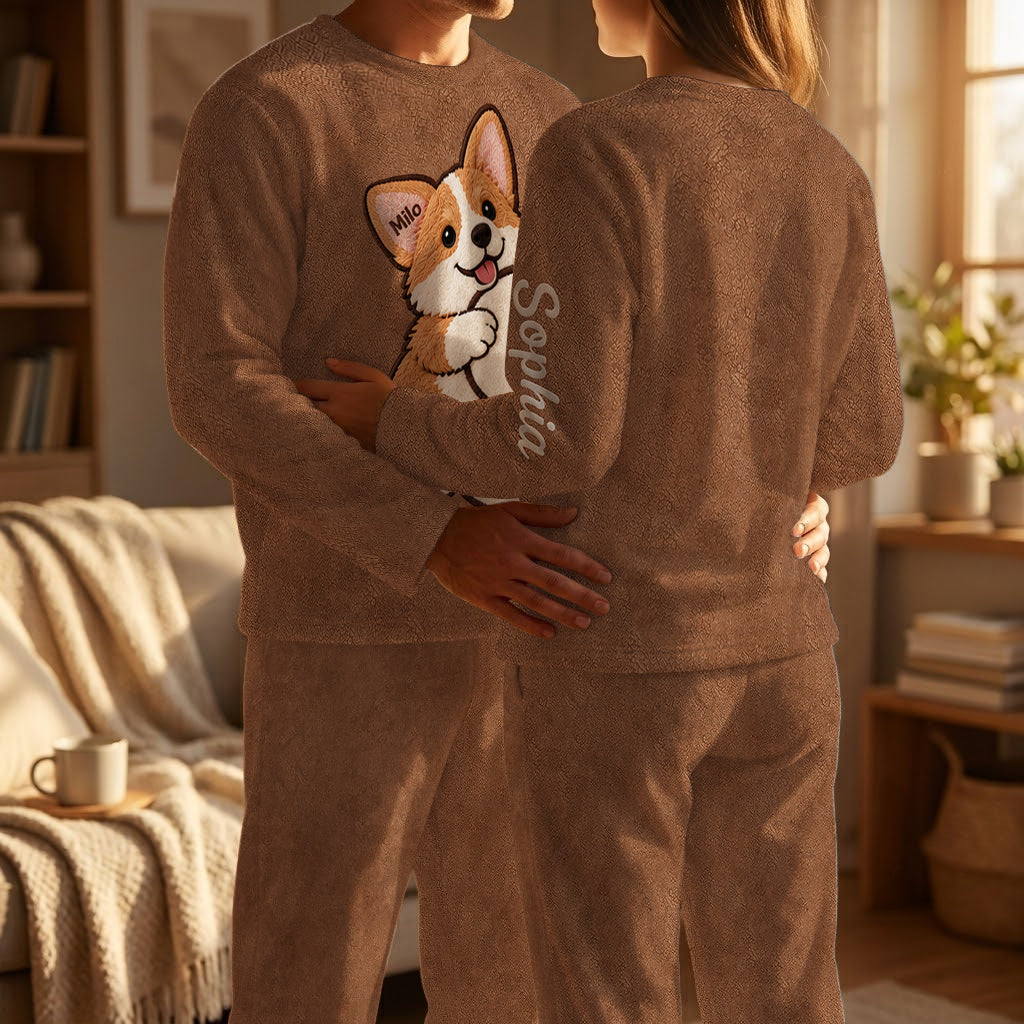Personalized Golden Retriever Fleece Lounge Set Cozy Loungewear for Dog Lovers