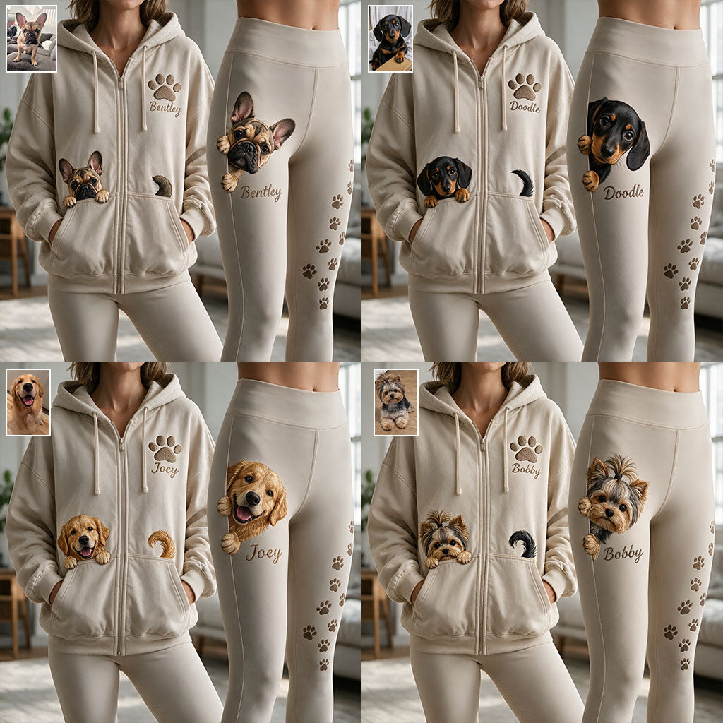 Personalized Siberian Husky Zip Hoodie & Leggings Loungewear Set