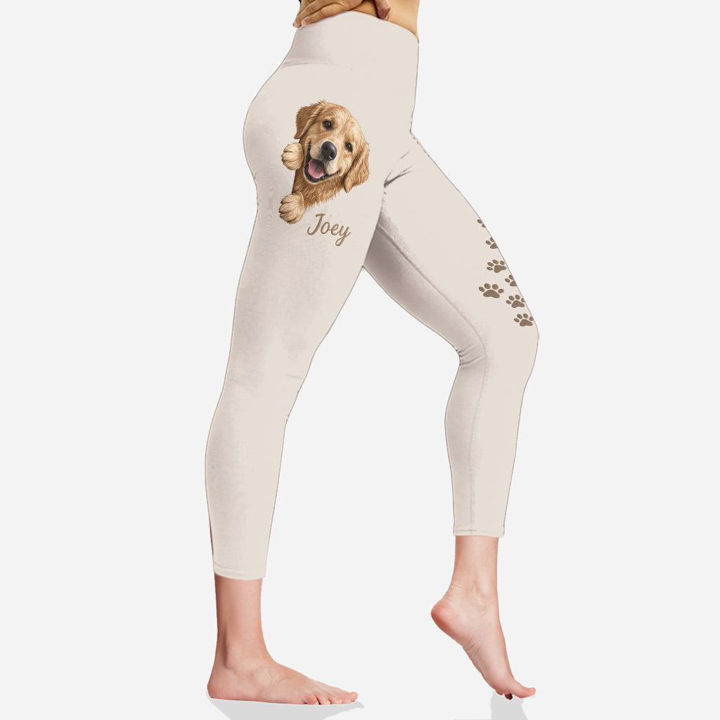 Personalized Black and White Border Collie Zip Hoodie & Leggings Loungewear Set