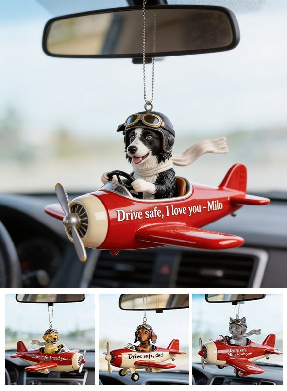 Custom Photo Border Collie Pilot Car Ornament Dog Lover Pet Mom Gift