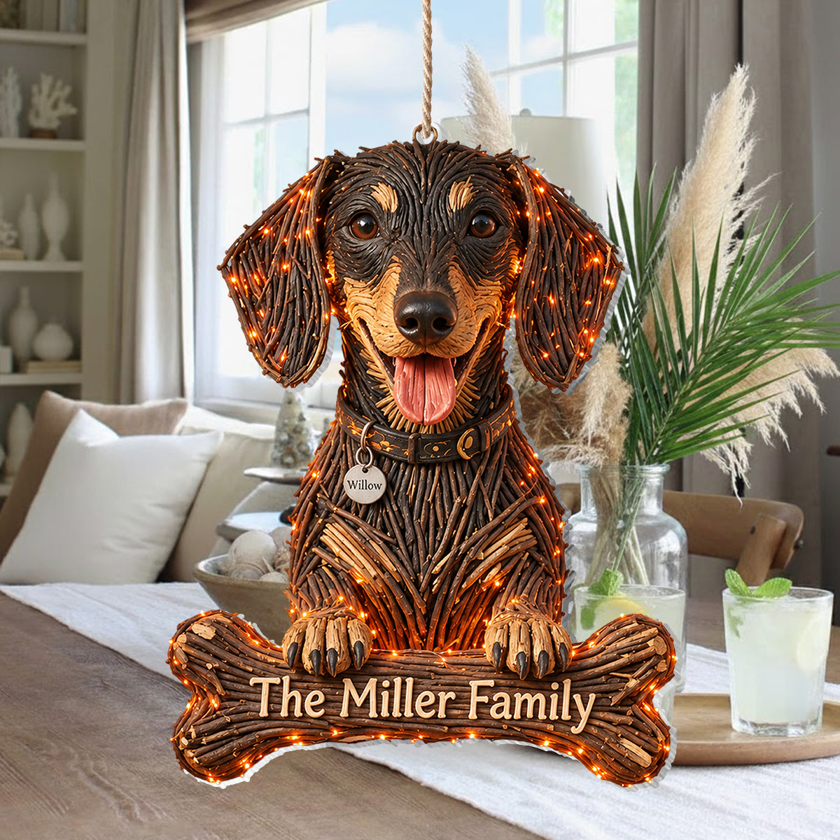 Personalized Halloween Black and White Border Collie LED Light Acrylic Sign