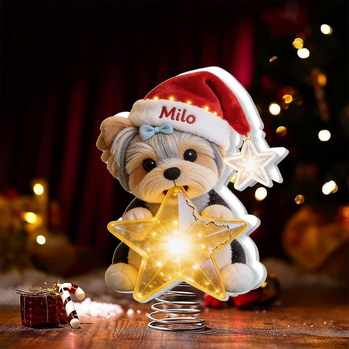 Personalized Christmas Adult Golden Retriever LED Light Tree Topper Dog Lover Gift