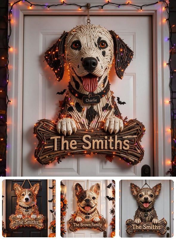 Personalized Halloween Black and White Spotted Dalmatian LED Acrylic Sign
